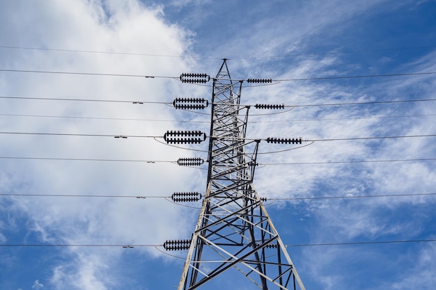 Structure pattern view of high voltage pole power transmission tower