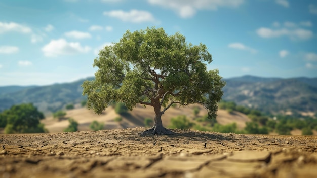 A struggling tree on dry soil underscores the toll of climate change water scarcity and drought