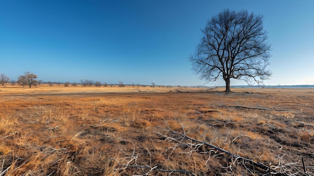 Struggling Trees in Desolate Land Concept Nature Trees Struggle Landscape Environment