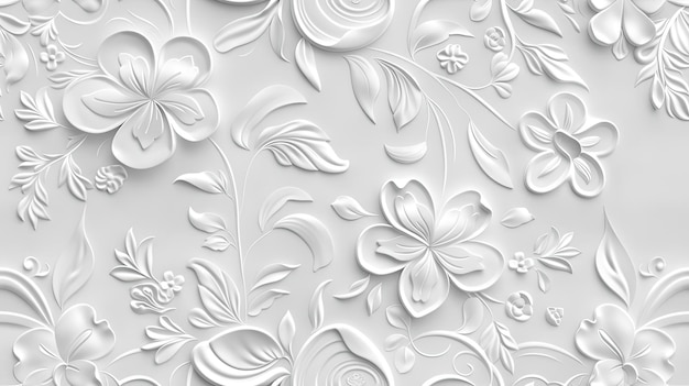 a stucco floral pattern on a wall within an elegantly decorated room The image highlights the patterns role in enhancing interior aesthetics SEAMLESS PATTERN