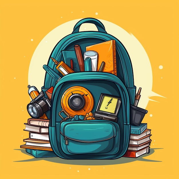 Student bag with study object inside vector