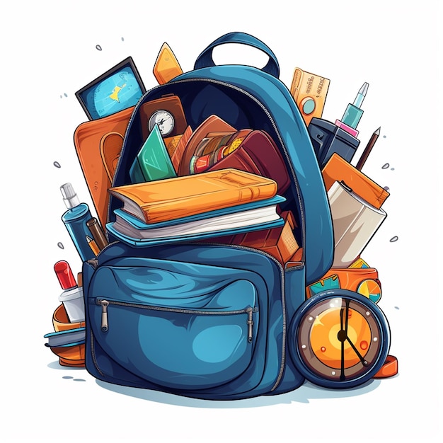 Student bag with study object inside vector