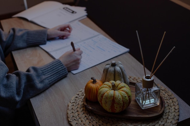 Student doing homework at home