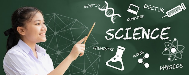 Student science branches select for study education learning in school concept banner