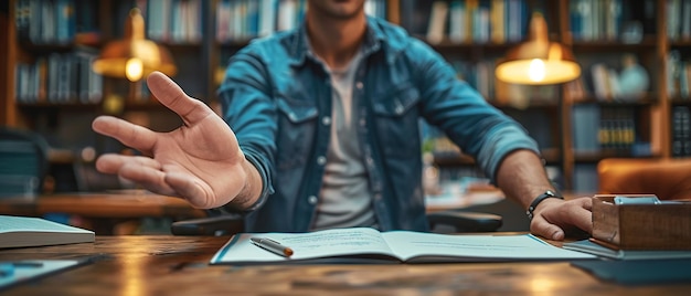 Photo a student sitting at a desk at the university