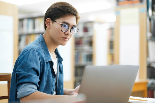 Student studying at library