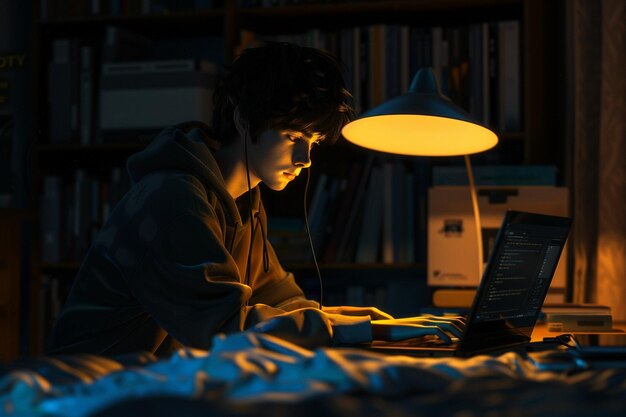 Photo student working on a laptop