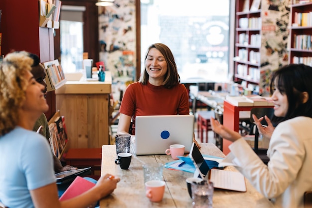 Student working together people in coworking space sharing ideas