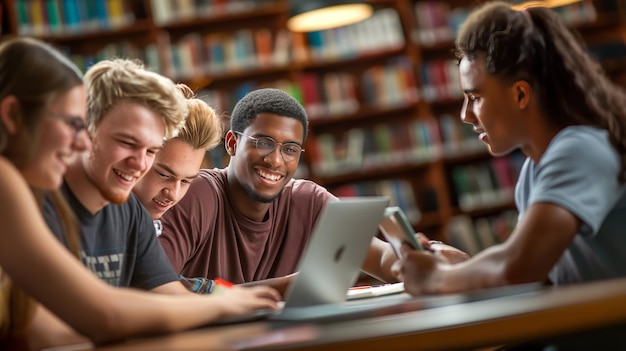 Photo students collaborating in a study session