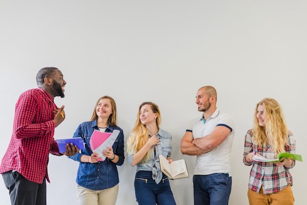 Students having interesting conversation