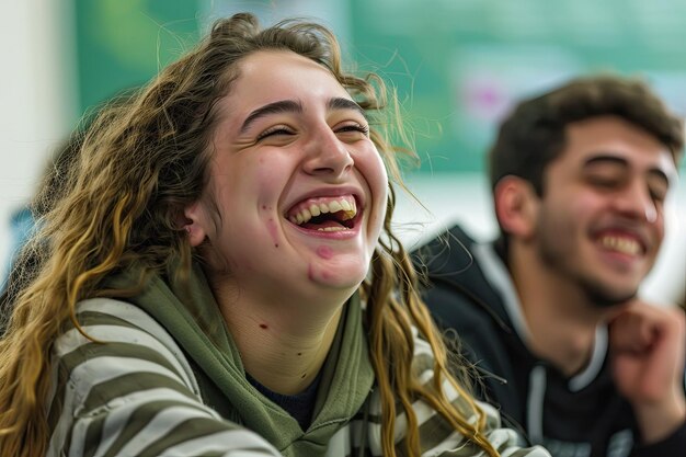 Photo students laughing in class