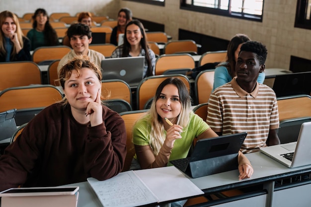 Students paying attention in class