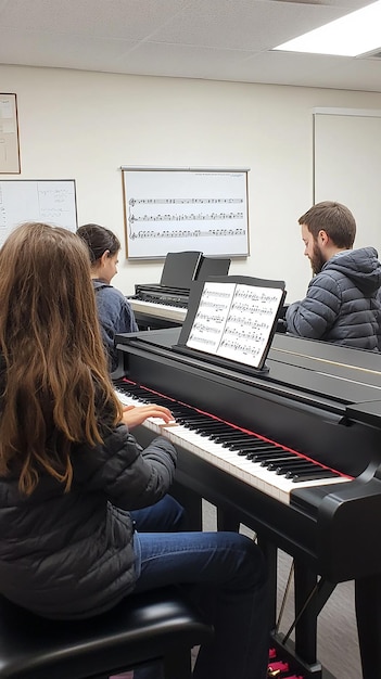 Students Playing Digital Pianos