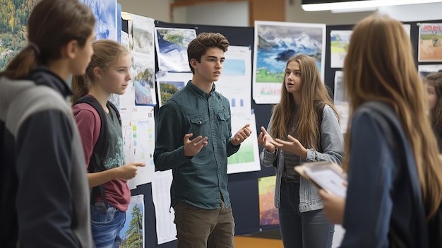 Students Presenting a Project on Climate Change