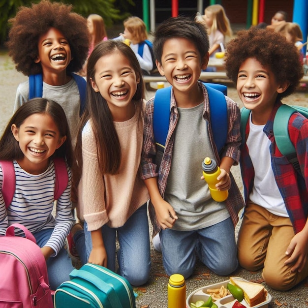 students at school yard