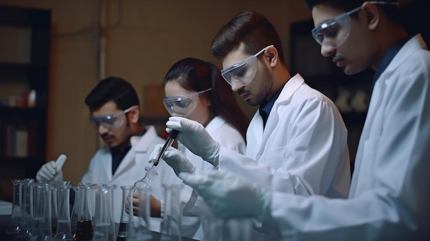 Students searching for information in a chemistry lab Generative AI