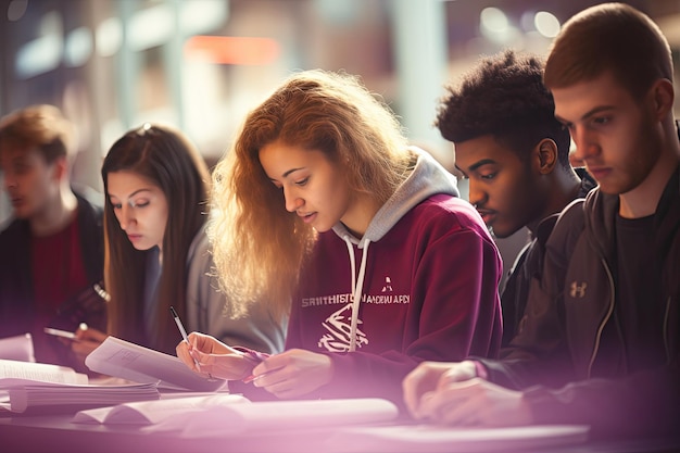 Students sitting at the desks