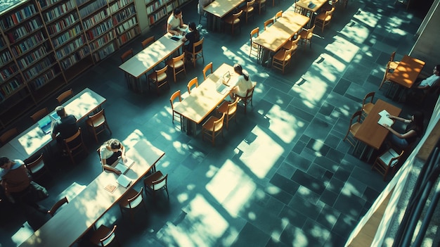 Students studying in a library