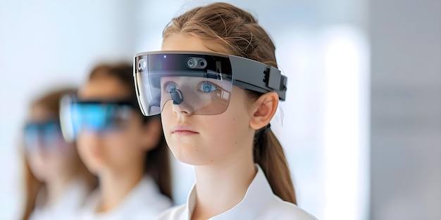 Photo students use augmented reality glasses to interact with 3d models in class concept augmented reality glasses interactive learning 3d models educational technology classroom innovation