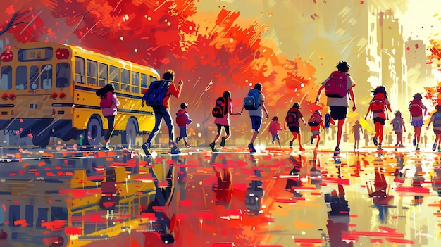 Students walking to school