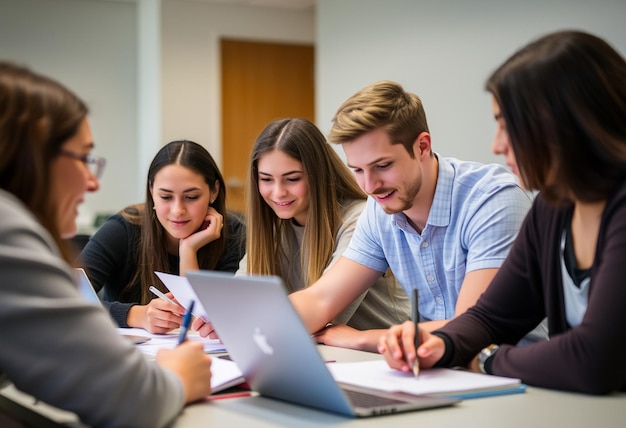 Photo students working in study group