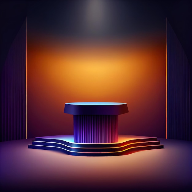 Studio background with realistic podium Empty stage Digital illustration