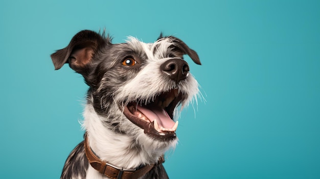 Studio headshot portrait of mixed breed brindle