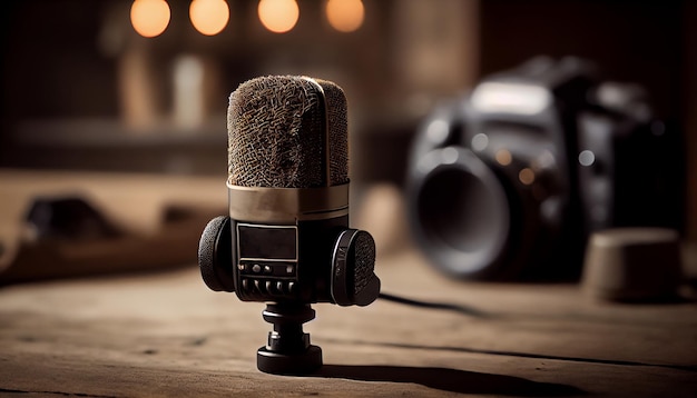 Studio microphone for recording podcasts close up