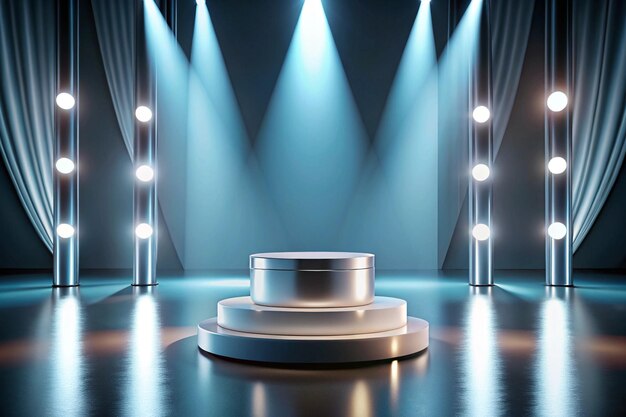 Photo studio mockup cosmetic product empty stage 3d fashion show intro 3d render