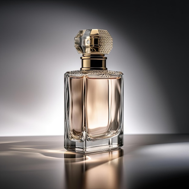 Studio photograph of a perfume bottle with flash light Perfume and personal care photography concept