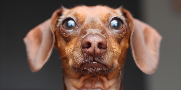 Studio portrait of a curious brown dachshund perfect for pet photography Concept Pet Photography Studio Portraits Dachshund Breed Brown Fur Curious Expression