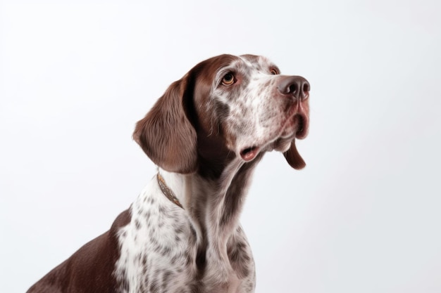 Studio portrait of a cute dog against a white background created with generative ai