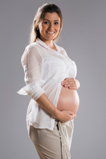 Studio portrait of a pregnant woman