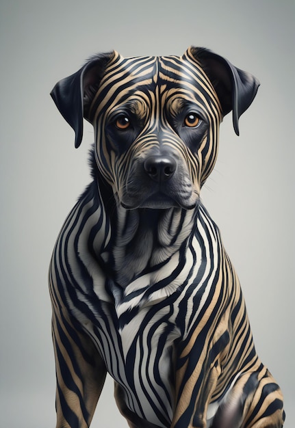 Studio portrait of a Rhodesian Ridgeback dog on gray background