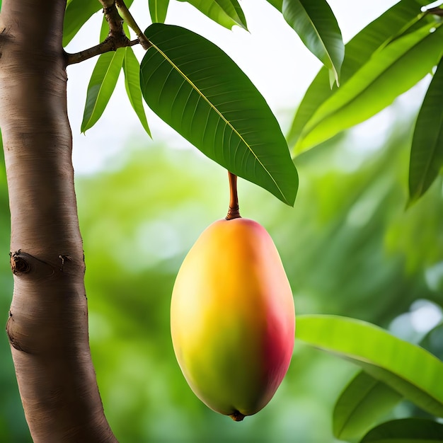 Studio Setup of an Isolated Mango Tree with Lush Greens