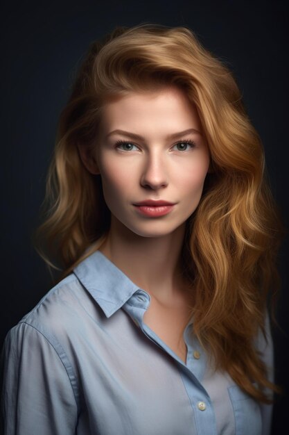 Studio shot of an attractive young woman posing against a gray background created with generative ai