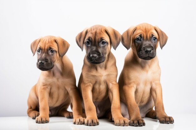 Studio shot of a cute puppies isolated on white created with generative ai