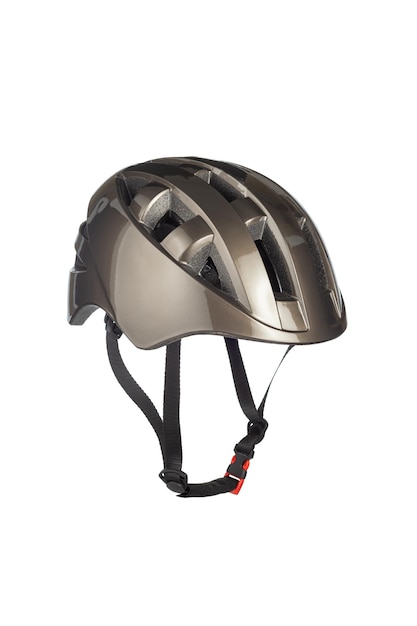 A studio shot of a gray helmet for byciclist isolated on white background