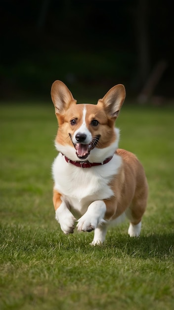 Studio shot of welsh corgi pembroke playing