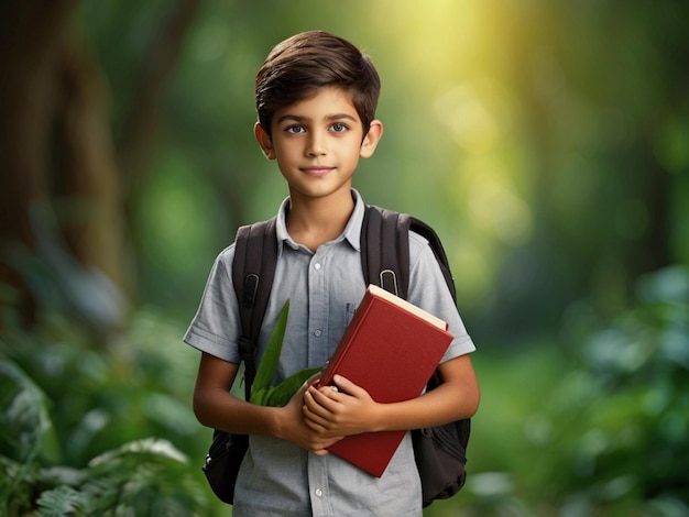 A studious young scholar a precocious boy with a backpack