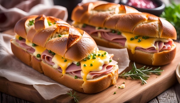 Stuffed Bread with ham and cheese