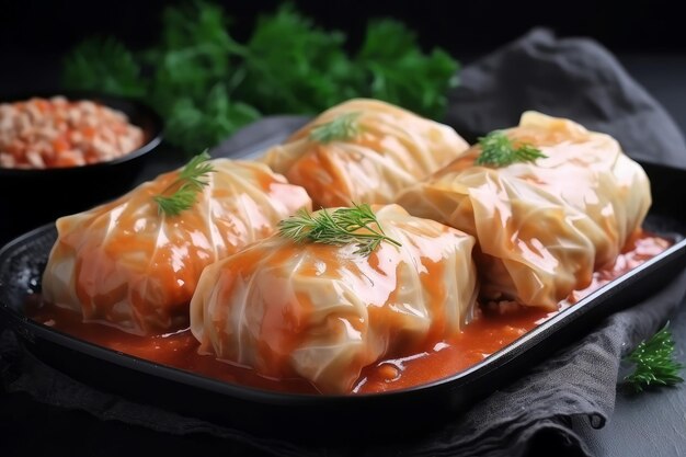 Stuffed cabbage rolls cooked Dinner beef Generate Ai