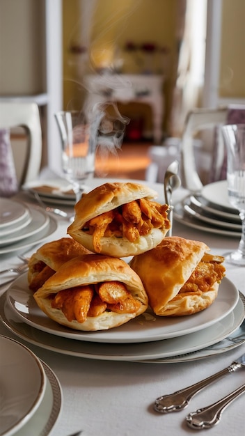 Stuffed chicken curry puffs on the table