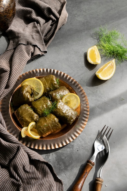 Stuffed grape leaves, healthy homemade food