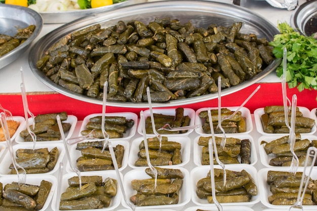 Stuffed grape leaves in Turkish style