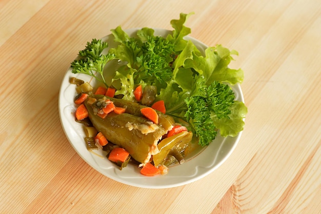 Stuffed pepper with salad