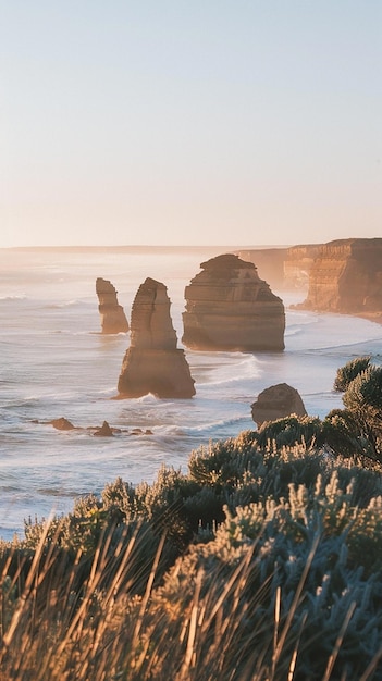 The stunning 12 Apostles rock formations along the water