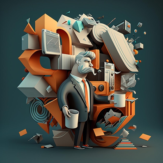 A Stunning 3D Business and Technology Illustration created with generative AI