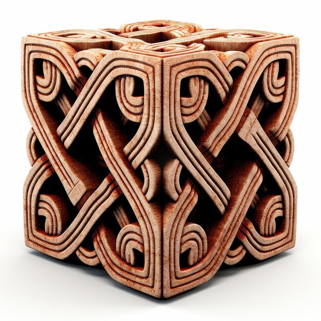 Stunning 3D Celtic Knot cube on a pure white background