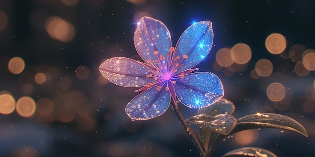 Photo stunning 3d digital artwork of a flower with sparkling iridescent petals and a